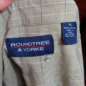 Men's xl button down tan light blue stripes. Nwot XL